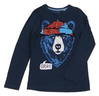 Tmavomodré triko s medvědem C&A