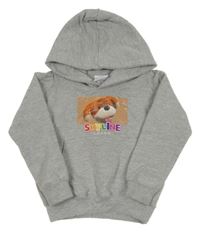 Sivá mikina s psíkom a kapucňou