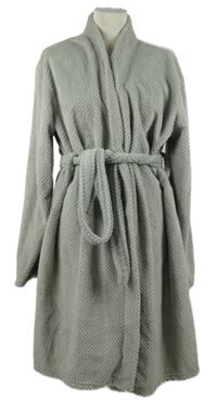 Dámsky sivý vzorovaný chlpatý župan s opaskom