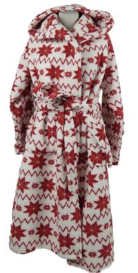 Dámský bílo-červený vzorovaný huňatý župan s páskem St. Bernard 