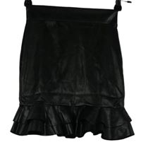 Dámská černá koženková sukně s volánkem PrettyLittle Thing vel. 32