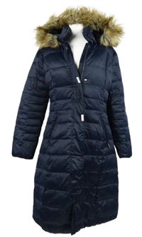 Dámský tmavomodrý šusťákový zimní kabát s kapucí s kožíškem Northland 