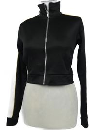 Dámská černá sportovní crop propínací mikina s pruhy H&M