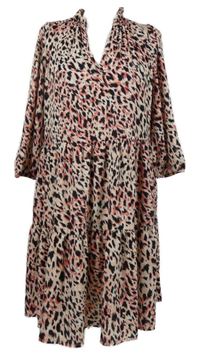 Dámské růžovo-černé vzorované šaty F&F