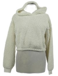 Dámská smetanová huňatá crop mikina s kapucí Gilly Hicks 