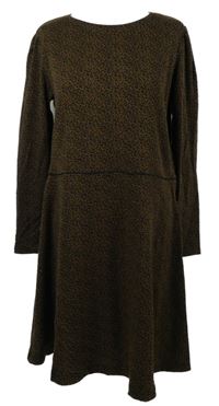 Dámske čierno-hnedé vzorované úpletové šaty