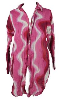 Dámská tmavorůžovo-bílá batikovaná halenková tunika Primark 