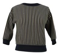 Dámská béžovo-černá pruhovaná crop mikina 