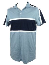 Pánské světlemodro-tmavomodro-bílé pruhované polo tričko Asos 