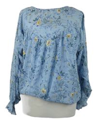 Dámská světlemodrá kytičkovaná šifonová halenka 