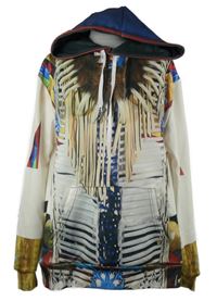 Pánska smetanovo-farebná vzorovaná mikina s kapucňou