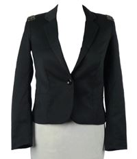 Dámské černé crop sako s kamínky H&M