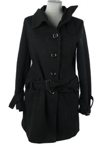 Dámský černý vlněný kabát s páskem Be Present 