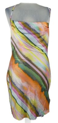 Nové - Dámske farebně pruhované saténové šaty MissGuided