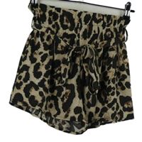 Dámske béžovo-čierne vzorované sukňové kraťasy s opaskom Shein