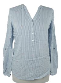 Dámská světlemodro-bílá pruhovaná polo halenka se srdíčky Esprit 