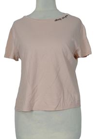 Dámske svetloružové crop tričko s nápisom zn. H&M