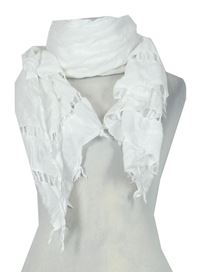 Dámska biela šál s perforovaným vzorom