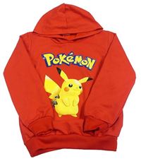 Červená ľahká mikina s Pikachu a kapucňou