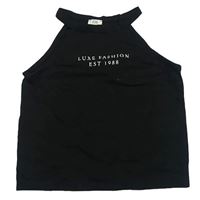 Čierny crop top s nápisom River Island