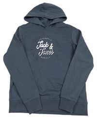 Tmavomodrá mikina s logem a kapucí Jack & Jones