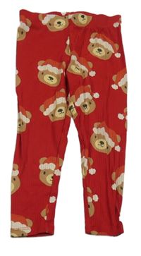 Červené rebrované legíny s medveďmi zn. Next¨