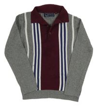 Sivo-mahagónovo-modrý sveter s prúžkami Next