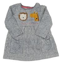 Tmavomodro-bílé pruhované teplákové šaty se zvířátkyF&F