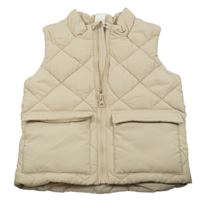 Béžová šušťáková prešívaná zateplená vesta H&M