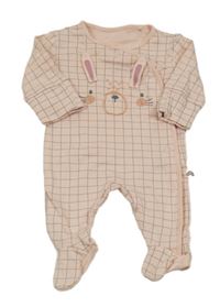 Světlerůžový kostkovaný overal s králíčkem Next