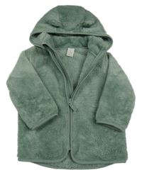 Světlezelená chlupatá propínací mikina s kapucí H&M