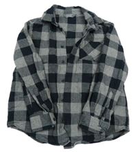 Tmavomodro-šedá kostkovaná flanelová košile Primark