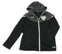 Šedo-černá thermo propínací mikina s potiskem a kapucí jako