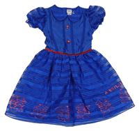 Modro-červené šaty s srdíčkem a tylovou sukní Tu