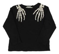 Čierne tričko s rukama kostlivce H&M