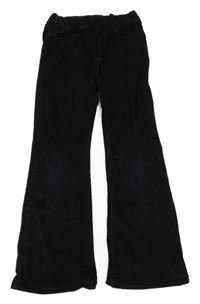 Černé manšestrové elastické flare kalhoty H&M