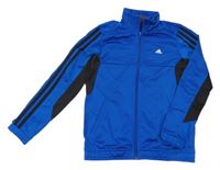 Modro-černá sportovní propínací mikina s logem Adidas