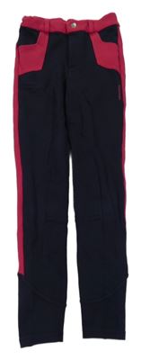 Tmavomodro-ružové jezdecké nohavice Decathlon