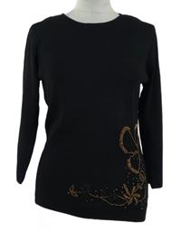 Dámsky čierny sveter s korálkami Pure&Natural