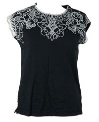 Dámské černé tričko s květy C&A