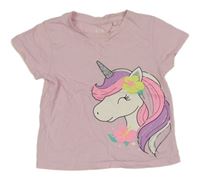 Svetloružové tričko so trblietavým jednorožcom C&A