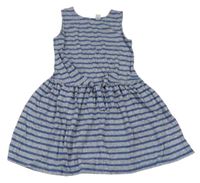 Modro-sivé pruhované šaty Tu