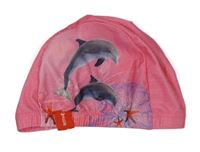 Ružová koupací čapica s delfínmi