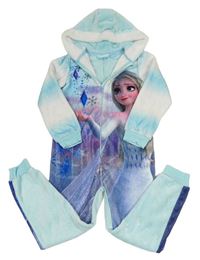 Svetlomodrá chlpatá kombinéza s Elsou a kapucňou Primark