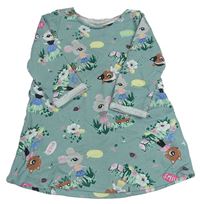 Zelenkavošedé kvetované teplákové šaty s myškami zn. H&M