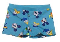 Svetlomodré nohavičkové plavky s Mickeym a Donaldem Disney