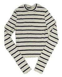 Bielo-čierne pruhované rebrované crop tričko H&M