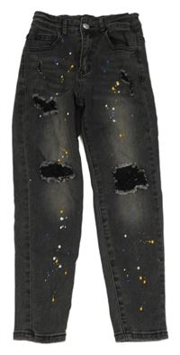 Šedočerné rifle s kaňkami a vyšúchaním zn. Shein