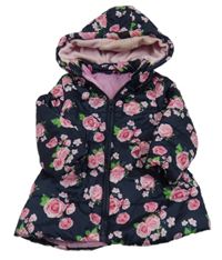 Tmavomodrá šušťáková zateplená parka s kapucňou zn. Pep&Co