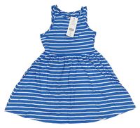 Nové - Modro-biele pruhované bavlnené šaty F&F